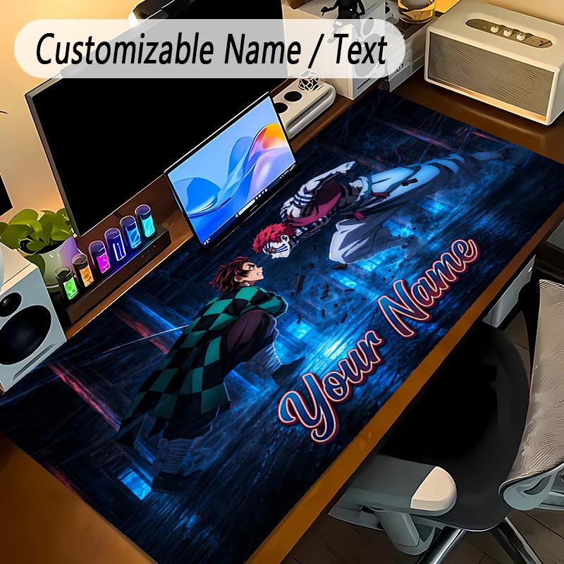 Großes Mauspaddämonenjäger Benutzerdefinierter Name Text Personalisierte Schreibtischmatte Rutschfeste Gaming-Matte