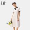 GAP Women's Classic Embroidered Logo Pleated Waist Maxi Dress