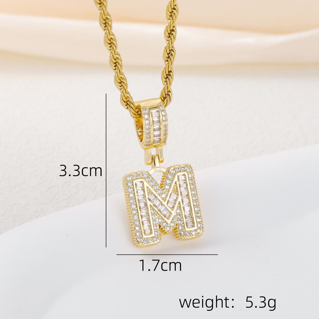 2025 New Initial Letter Necklace Women Men Cubic Zirconia Initial Pendant Necklace Rope Chain English A-Z Letter  Gift