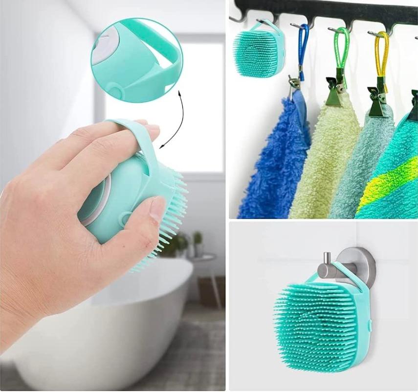 Dog Bathing Brush Pet Massage Brush Shampoo Dispenser Soft Silicone Brush Rubber Bristle for Dogs and Cats Shower Grooming Tool