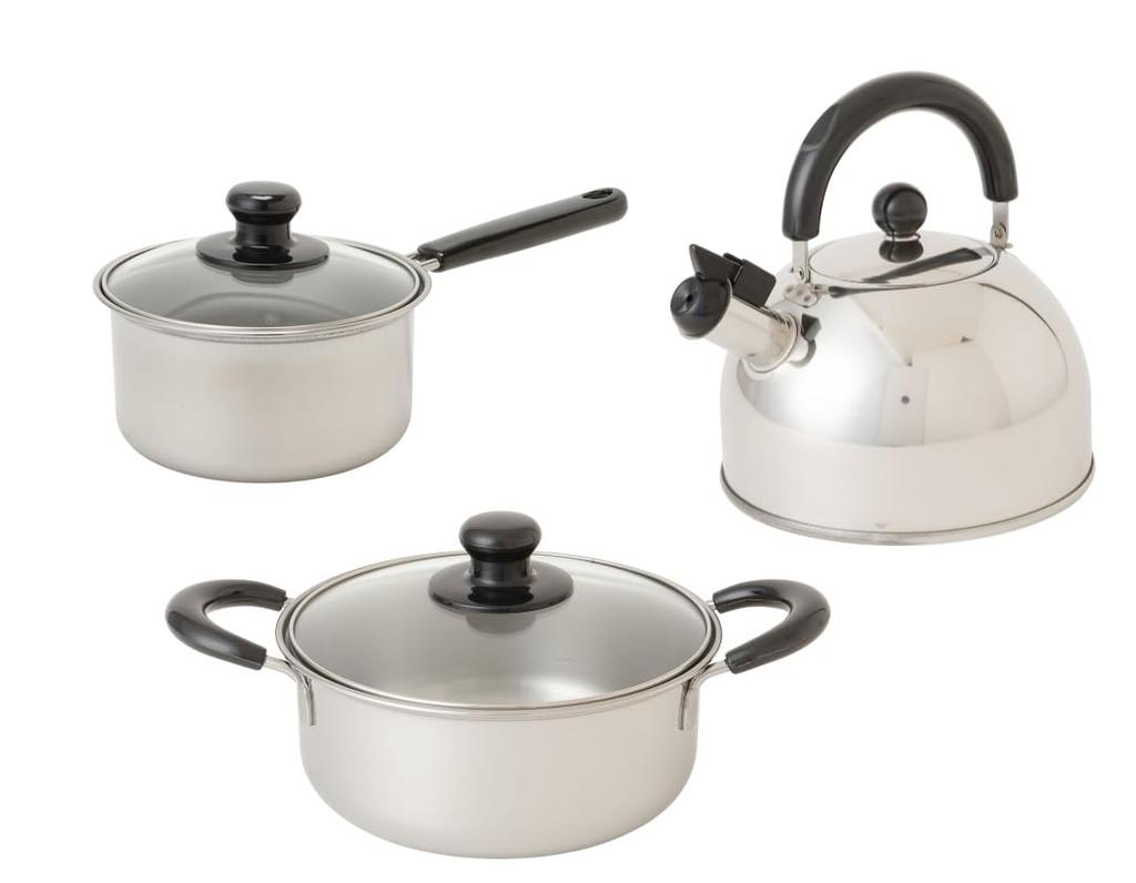 Maruyama Giken Set Regula Includes a 20cm a 16cm and a Whistling Compatible with Induction and Gas Made In 3-Piece (Tsubame-Sanjo RE-610) - Saucepan,
