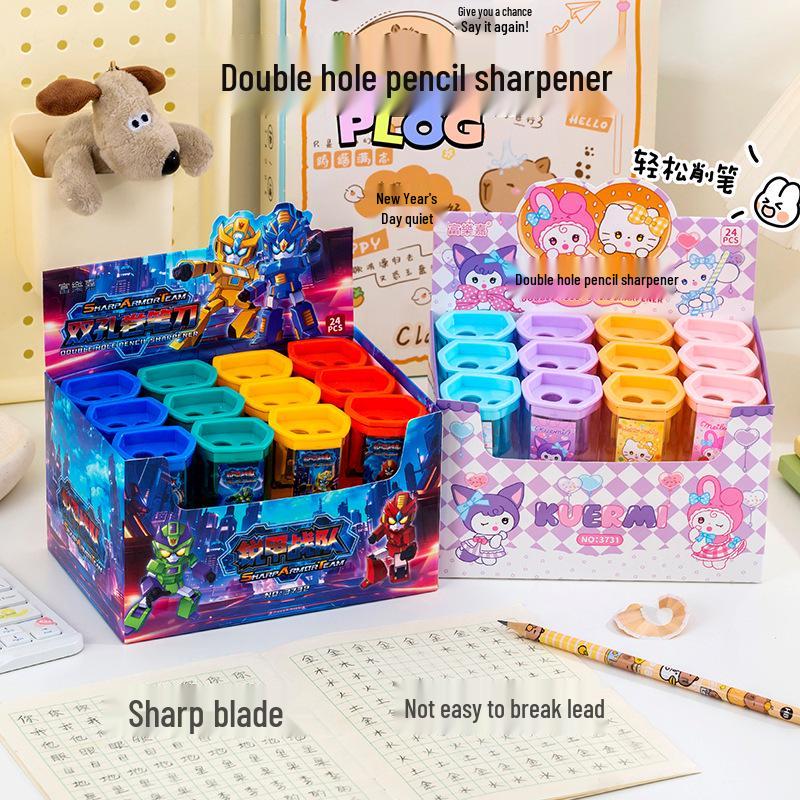 Dual-Hole Cartoon Pencil Sharpener - Creative Candy Design, Durable, Perfect Small Gift for Primary Students