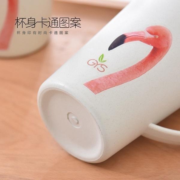 Reusable Wheat Straw Mug Office Coffee Cup Student Cup with Lid & Spoon Stirring Mug Plastic Coffee Cup