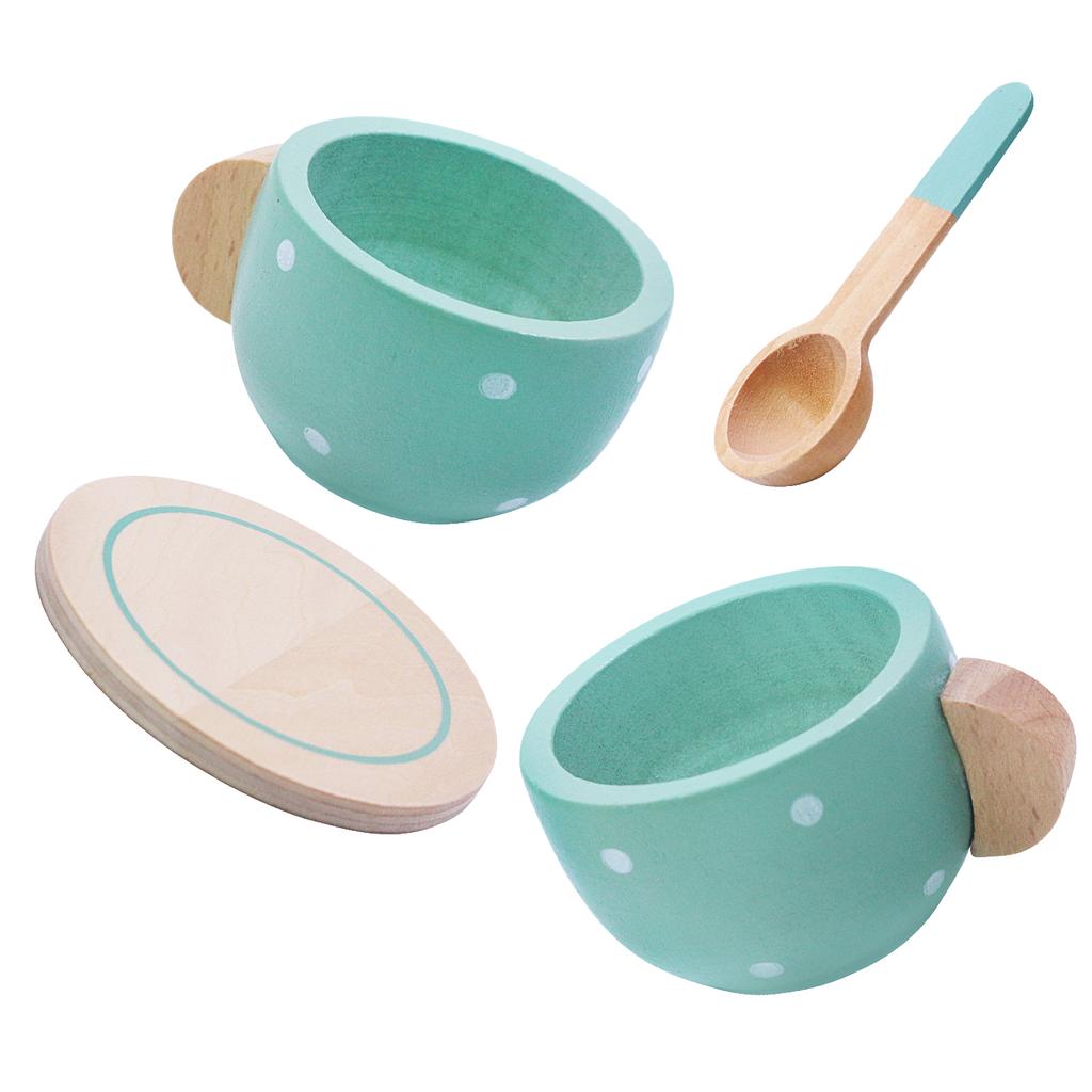 Simulace raného vzdělávání Děti si hrají Dům Odpolední čaj Dezert Dort Prodej čajové konvice Šálek Čajová sada Dřevěné hračky