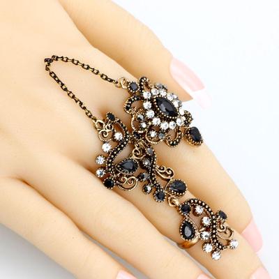 Türkische Doppelfingerringe für Frauen, Blumen-Ethno-Schmuck