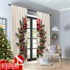 2pcs 2D Flat Printing Merry Christmas Drapes Merry Christmas Moose Wreath Polyester Without Electricity Festive Curtains Use for