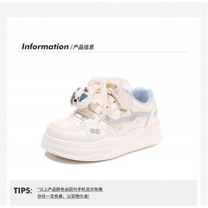 Youth Style Shoes Girls Cartoon Princess Style Soft Sole White Sneakers Kids Low Top Casual Shoes