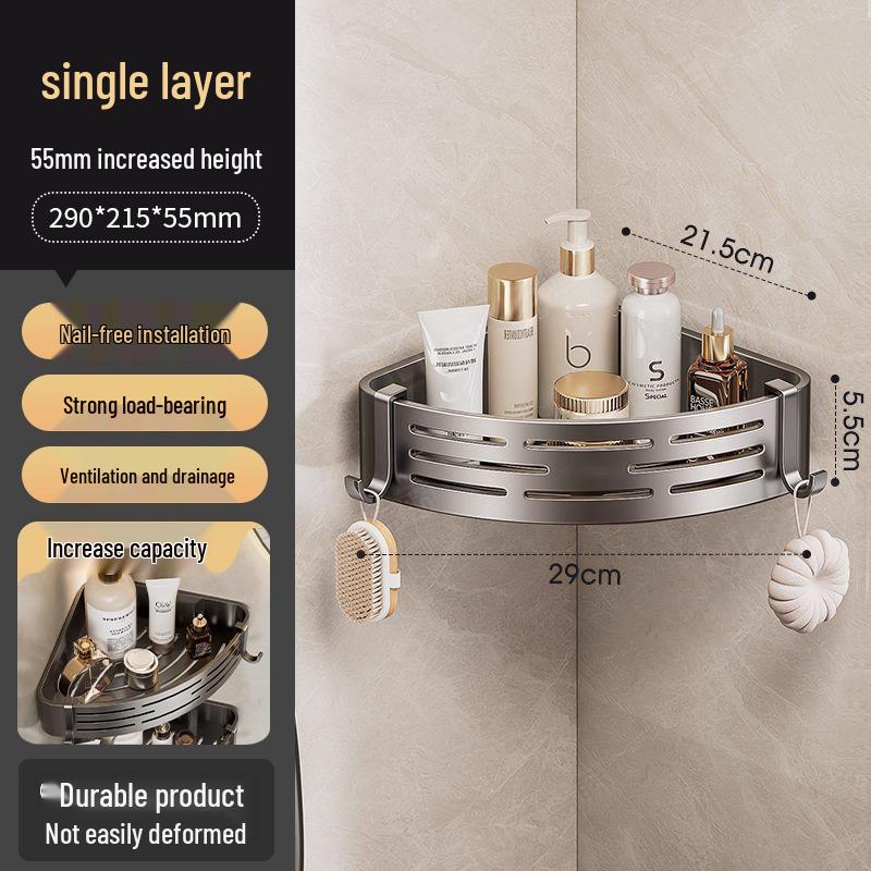 Thickened No-Punch Wall-Mount Triangle Bathroom Shelf