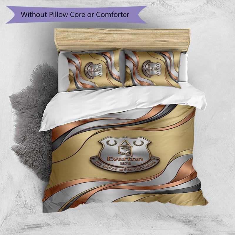 Everton Football Printed 3 Pieces Bedding Set, Comfortable Skin Friendly Bedroom Duvet Cover Set