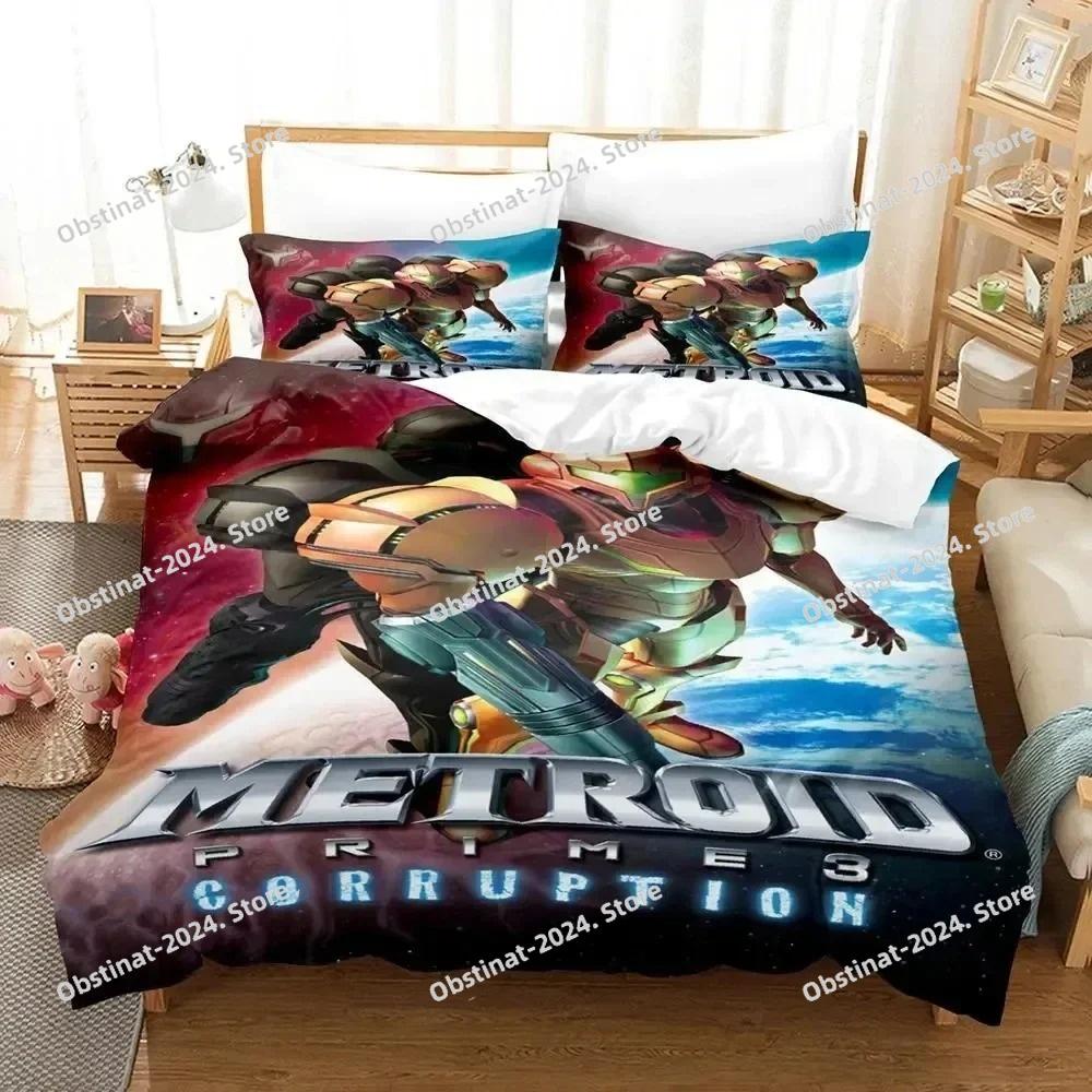 Metroid Prime Corruption Bedding Set Printed Bed Set Duvet Cover Sheet Pillowcase Bed Soft Quilt Cover Full Queen King Size