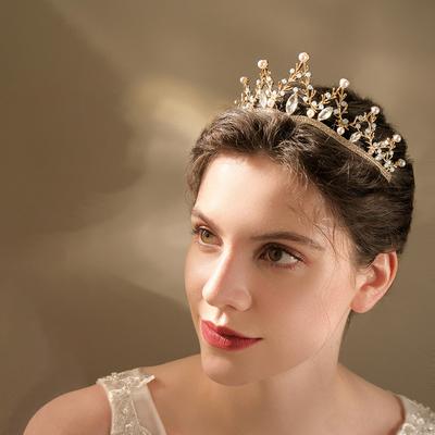 Baroque Bridal Jewelry Branches Alloy Rhinestone Pearl Crown Christmas Performance Stage Headdress