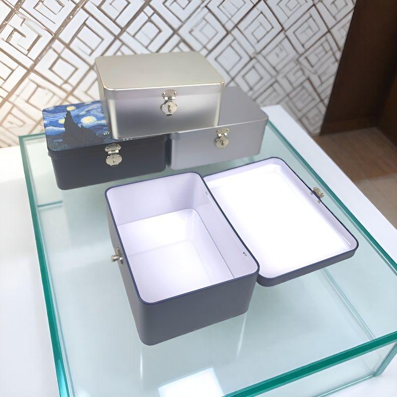 Children's Password Lock Storage Tin Box - Metal Iron Flip-Top Square Container