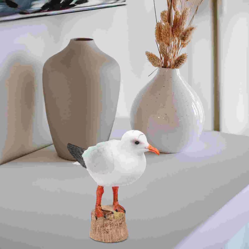 2 Pcs Unique Red-billed Gull Model Miniature Simulation Seagull Sculpture  Table