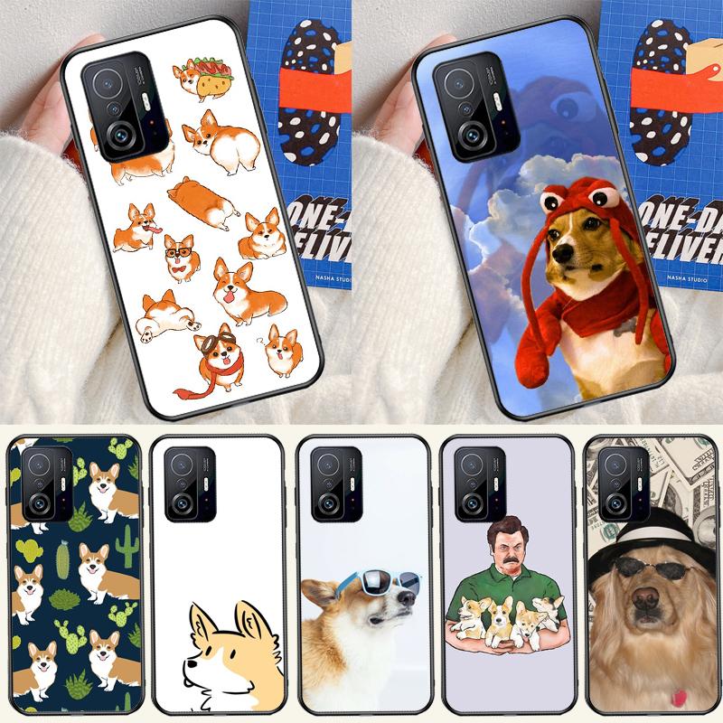 Cartoon Corgi Dog Case For Xiaomi 11T 12T 13T 14T Pro 13 14 15 Ultra POCO X7 Pro X3 X5 X6 M6 F5 F6 Pro Cover