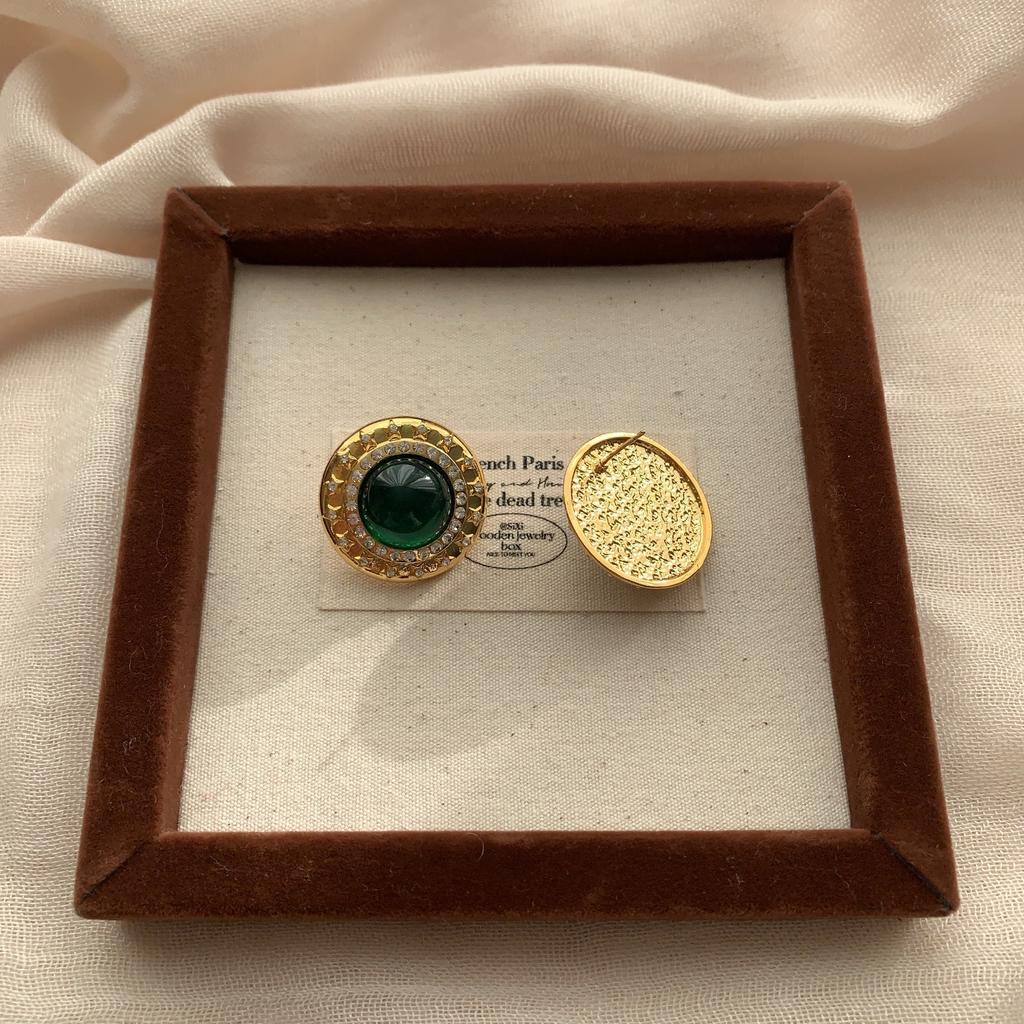 Palace Luxury Concentric Earrings, High-Grade Emerald Classic Niche Design, Fashionable Romantic Light Luxury Earrings