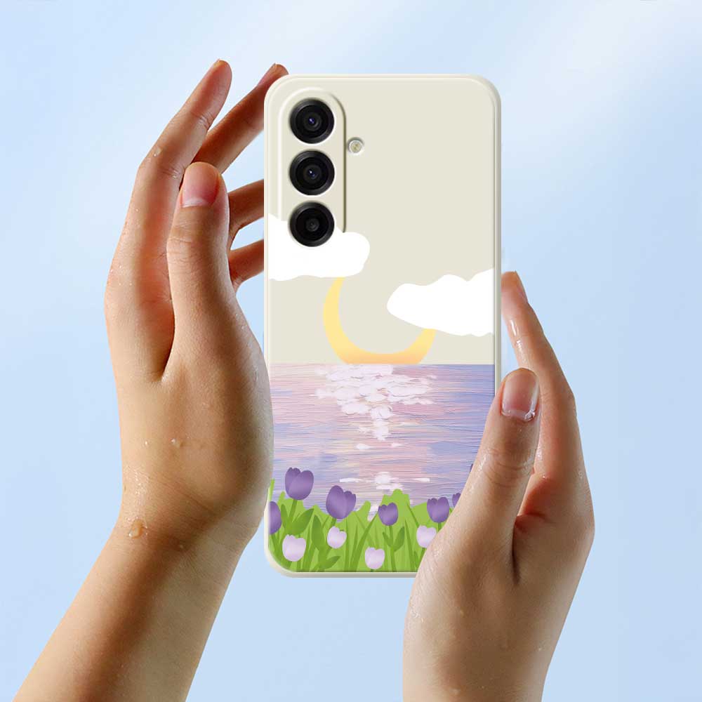 For Samsung Galaxy A17 5G Case Flowers and Sea Pattern Printing Straight Edge TPU Phone Back Cover