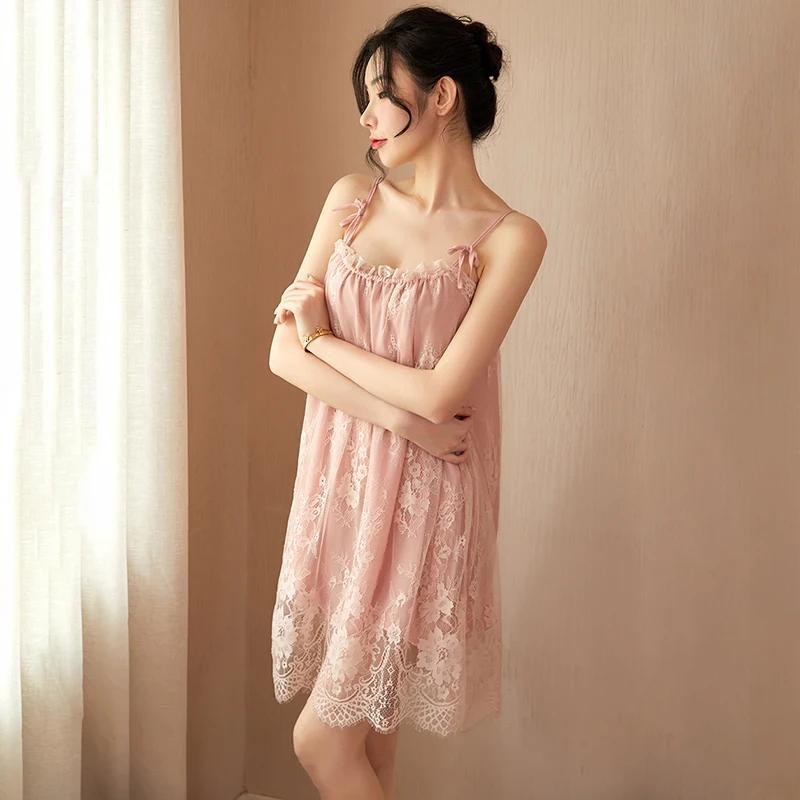Sexy Sleepwear for Women Home Clothes Sling Lace Nightdress Nightwear Comfortable Lingerie Sleeveless Pyjama Female Summer Dress