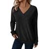 Women's Fashion Long Sleeve Ribbed Elegant Commuting And Casual Top