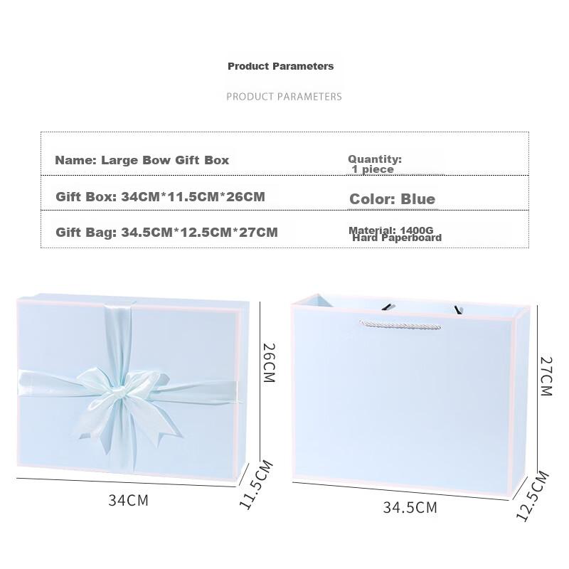 TaTanice Gift Box Empty Box Christmas Gift New Year\'s Birthday Gift Box Packaging Box Blue Bow Extra Large Size