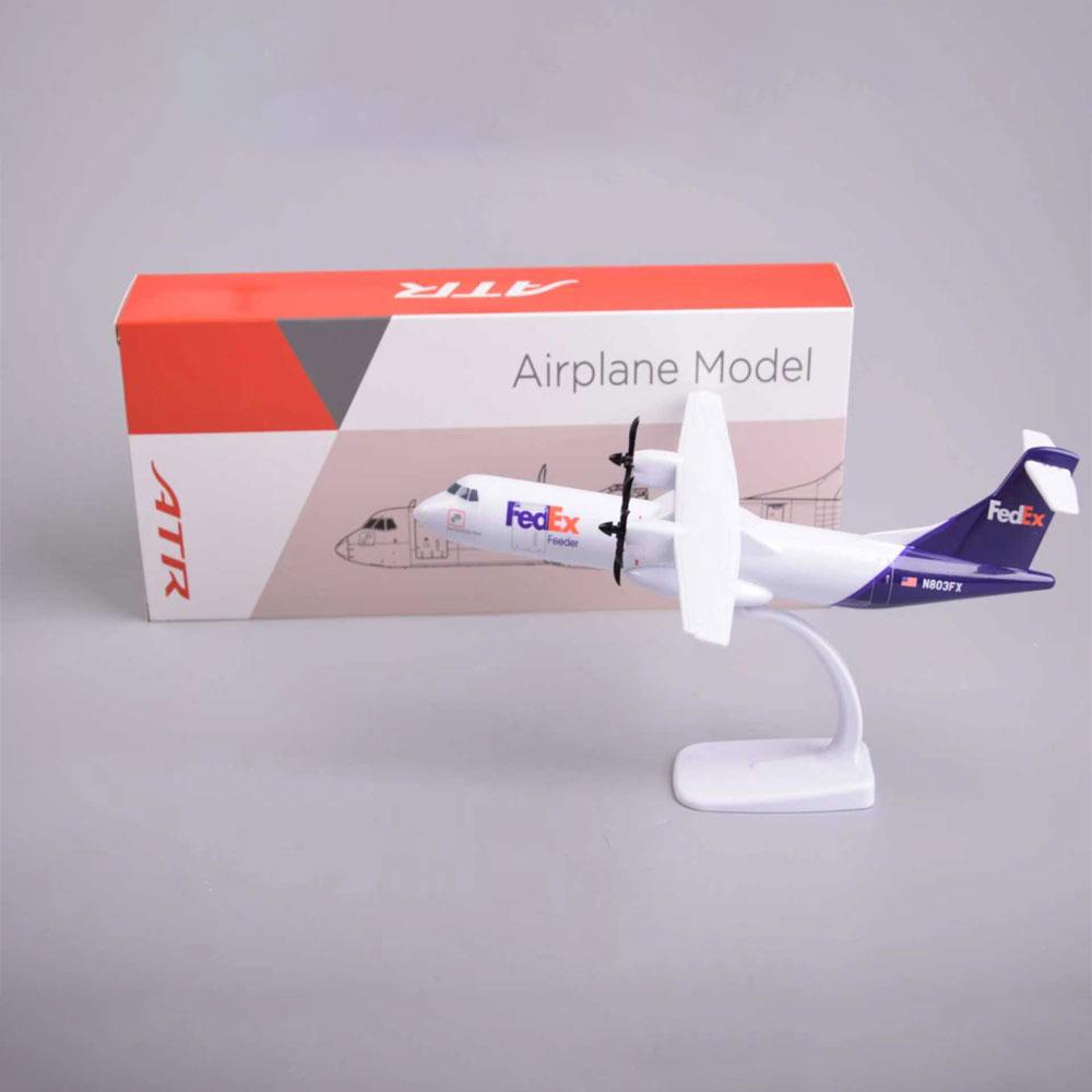 ATR FedEx Airways 28cm 1/100 Scale Diecast Metal Alloy Aircraft Model Miniature Airplane With Plane Stand Decoration