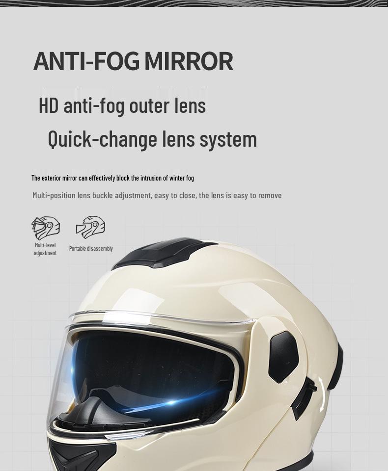 AD Full-Face Flip-Up Motorcycle Helmet, 3C/DOT Certified, All-Season Safety for Men & Women.