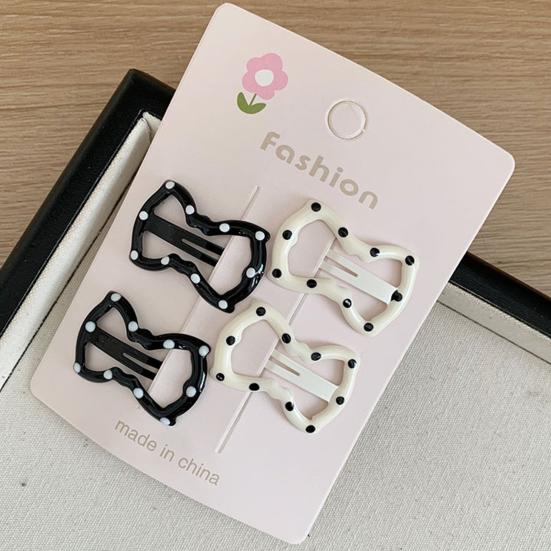 Yousheng 4Pcs Girl Hairpins Metal Base Dot Print Rectangle Star Heart Shape Hair Pins Small Size Fixation Invisible Hair Clips Hair