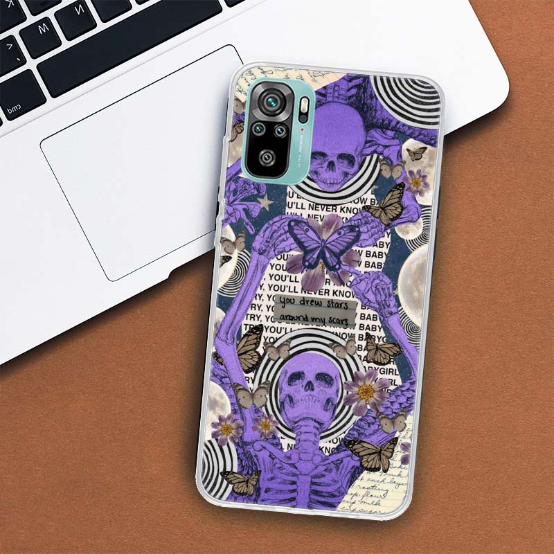 Retro Skull Butterfly Phone Case For Xiaomi Redmi 12 12C 10 10C 10A 9T 9C 9A 9 8 8A 7 7A 6 6A K20 K30 K40 Pro S2 Fundas Cover