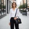 Dámská minimalistická retro luxusní kabelka Černá kožená taška Tote se zlatým zámkem Módní taška přes rameno do práce i na párty