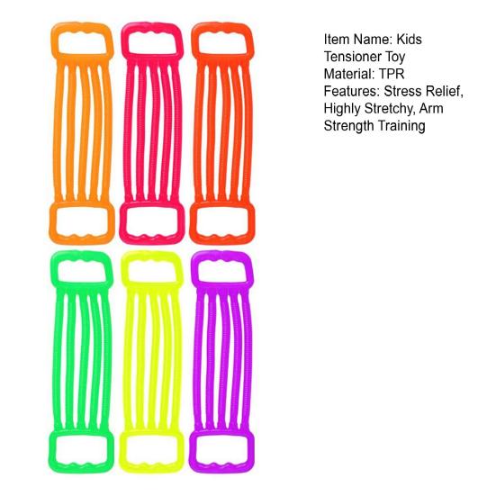 2Pcs Kids Tensioner Toy Stretch TPR Stress Relief Colorful Toddlers Arm Strength Training Resistance Band Decompression Expander Rope Toy