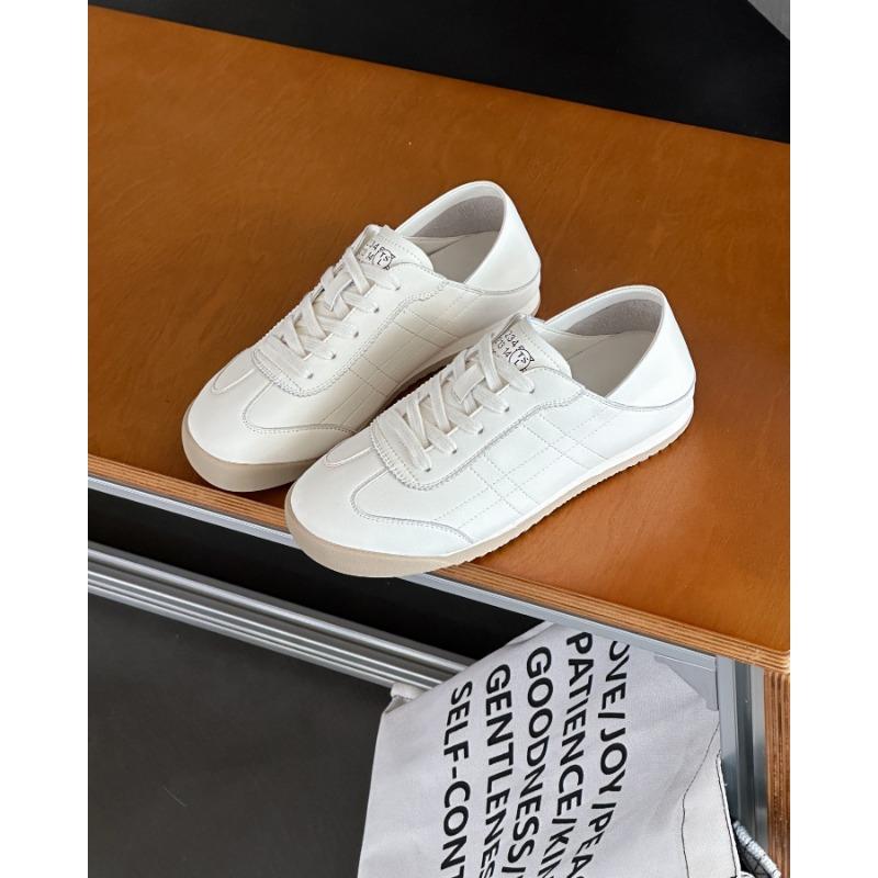 Leather little white shoes women's spring and summer new lace breathable mesh flat-soled casual shoes