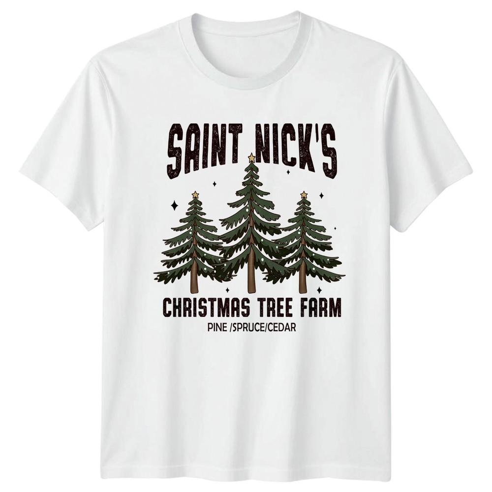 Saint Nicks Christmas Tree Farm Holiday Unisexs Unisexs Graphic Tee S