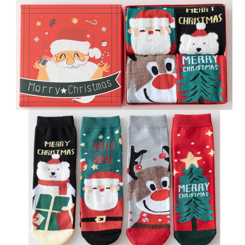 3D Cartoon Christmas Stocking Gift Set: Cute Mid-tube Women’s Socks for Autumn & Winter