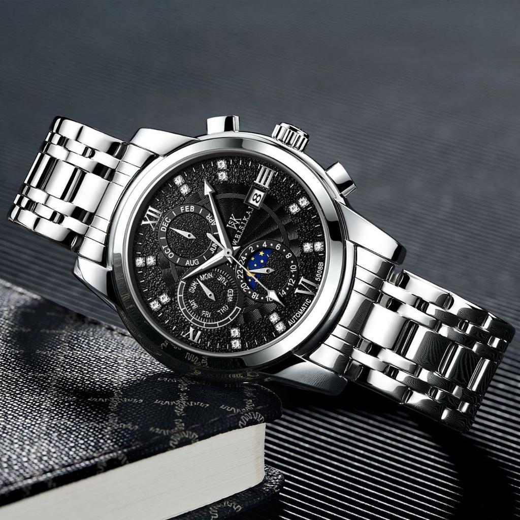 WEISIKAI 5008B Männer Uhren Neue TOP Marke Luxus herren Uhr Mit Box Wasserdicht Leucht Kalender Automatische männer Mechanische Uhren