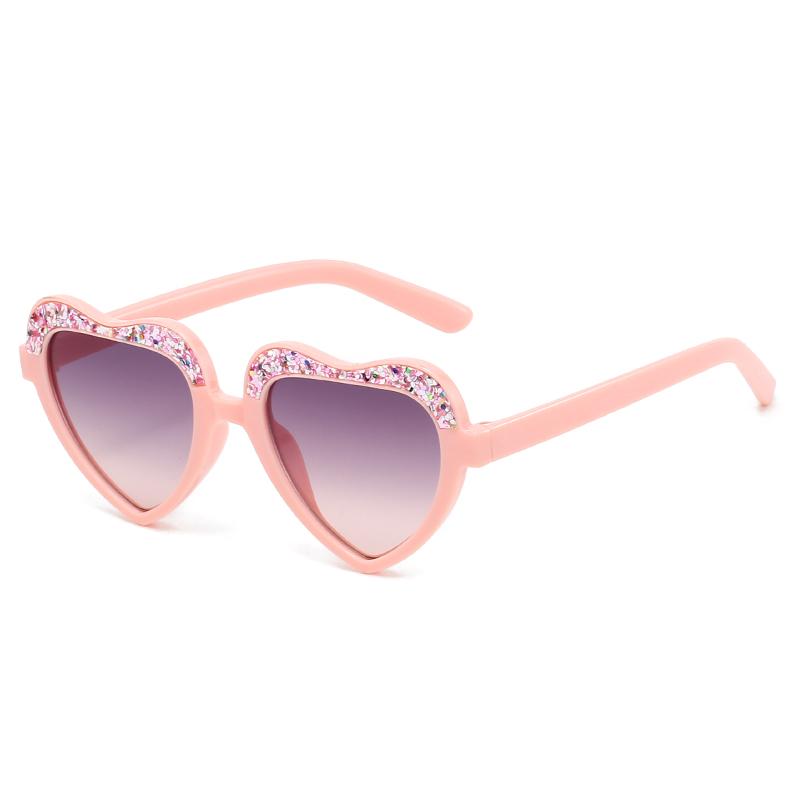 New Fashion Kids Sunglasses Vintage Retro Love Diamonds Eyeglasses Cute Heart Boys Girls Children Eyewear