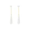 Sterling Silver Needle Textured Water Drop Pearl Earrings Women's Design Stud Earrings Long Fringed Ears