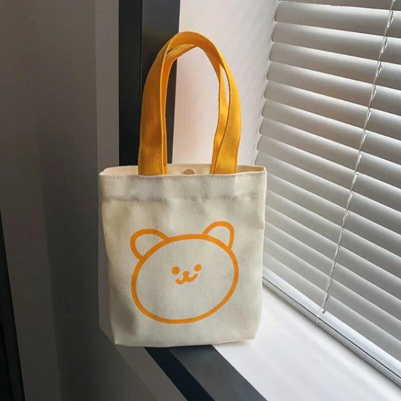 1PC New Cute Canvas Bento Box Bag, Handbag, Lunch Bag, Eco Friendly Bag