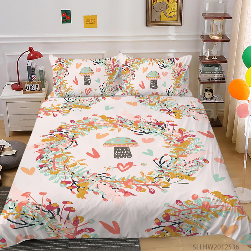 Flowers Theme Bedding Set Bedroom Quilt Cover Pillow Cover Home Bedding Set AU/EU/US Full Size Single/Double Bed Home Furniture