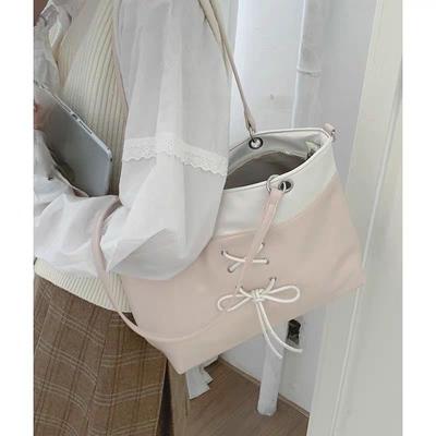 Sweet Bow Big Bag Lady's Trendy Fashion Contrast Tote Bag Versatile Large Capacity Commuting:
