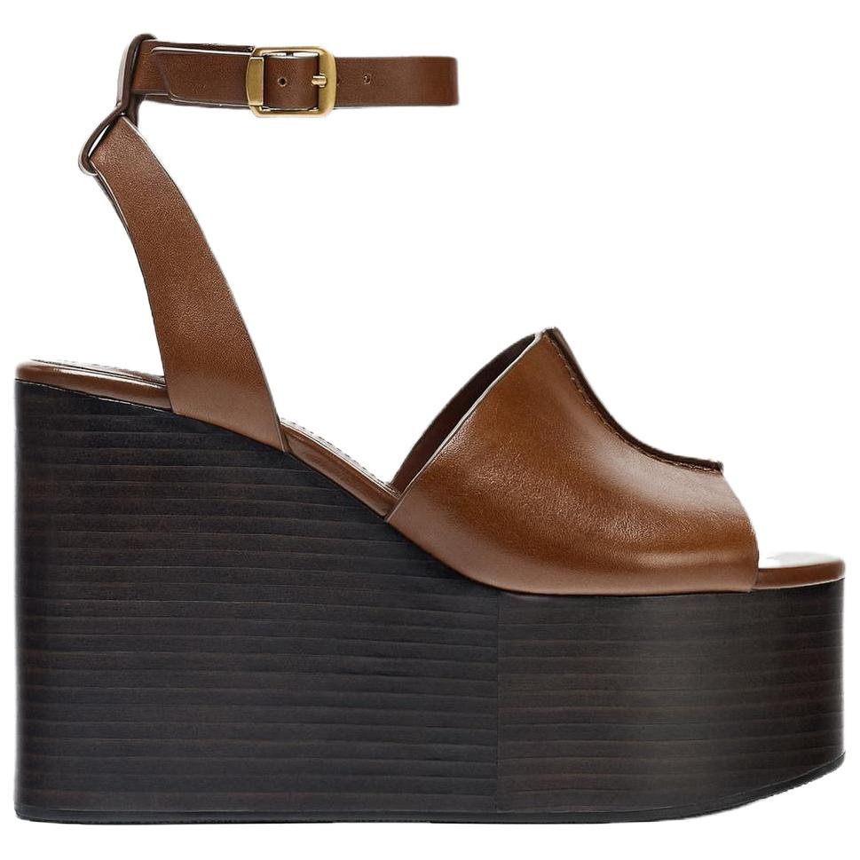 Zara Fashionable Comfortable High Heel Sandals Women Sandals Brown 1338610105