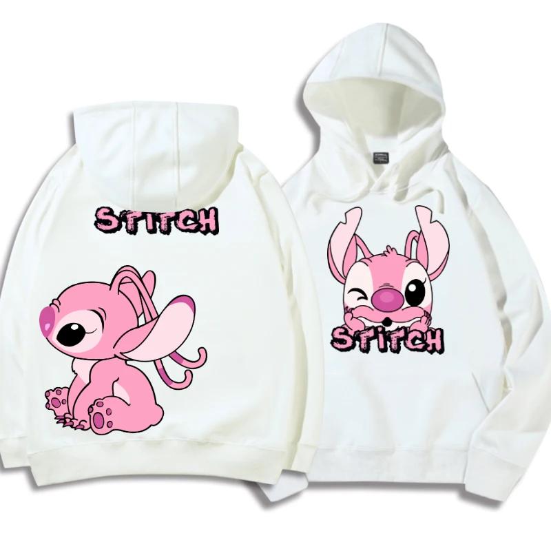 Korean Hoodies Disney Brand Cute Kawaii Star and Stitch Pattern Cartoon Hoodies 2024 Women's Winter Warm Jackets Coats Promotion