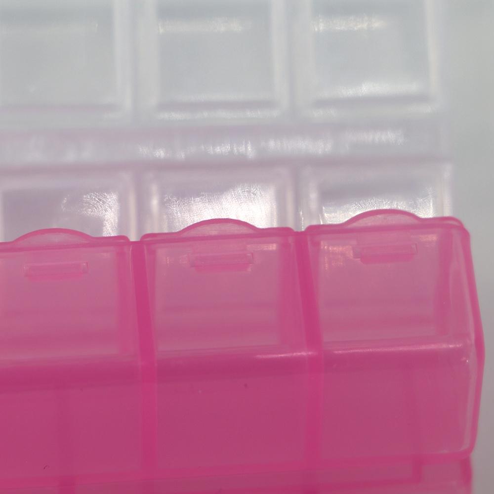 Plastic Bead Organizer Pink 10 Grid Square Box Packaging Tool Storage Boxes Table