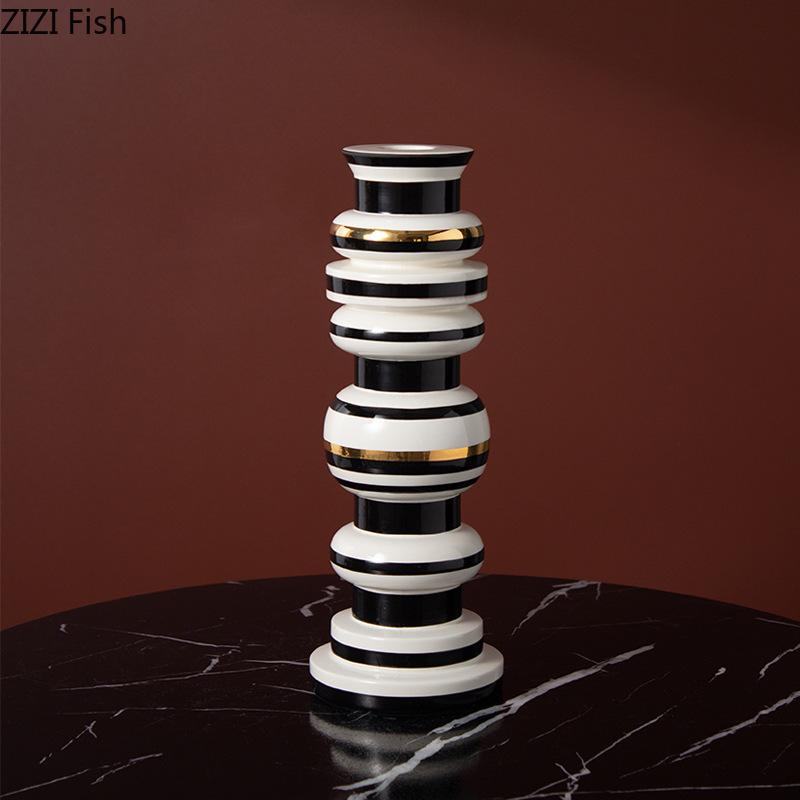 Gold-plated Cylinder Ceramic Candle Holders Desk Decoration Romantic Candlestick Wax Melt Burner Candle Stand Modern Home Decor