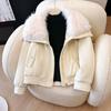 Imitation fox hair big fur collar fur women's jacket 2025 new thickened warm down cotton cotton jacket