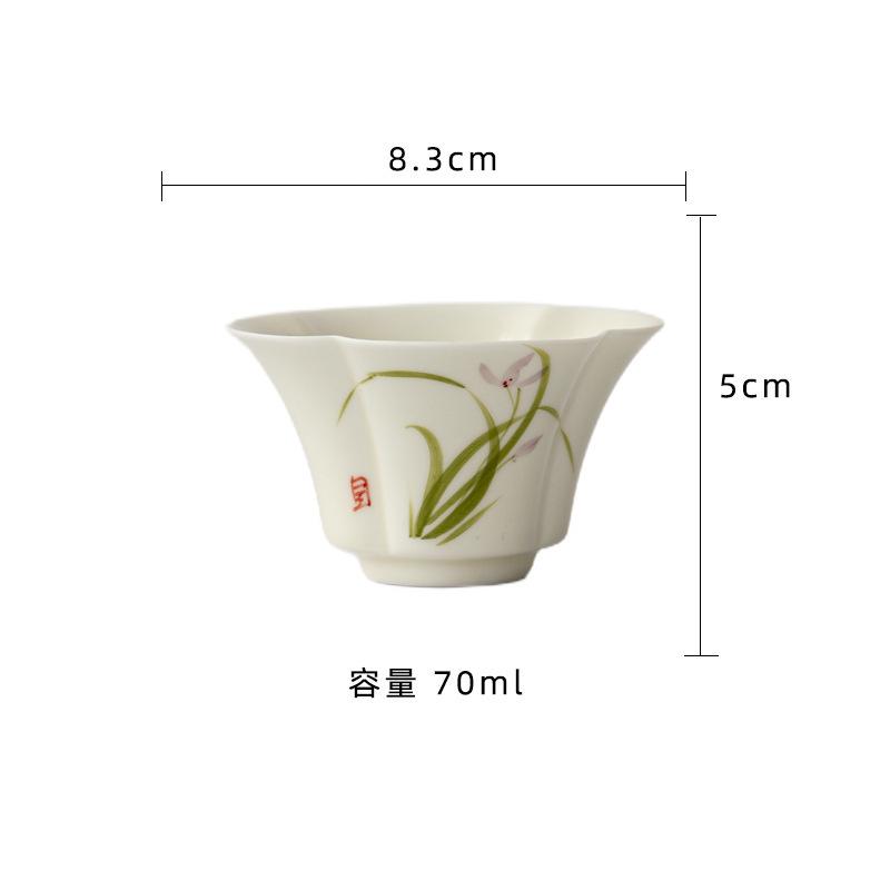 

2pc/lot Large Flower Mouth Teacup Aesthetic Tea Bowl Mug Tea-tasting Fragrance Cup Jianzhan Master Cups Tableware Craft 70ml