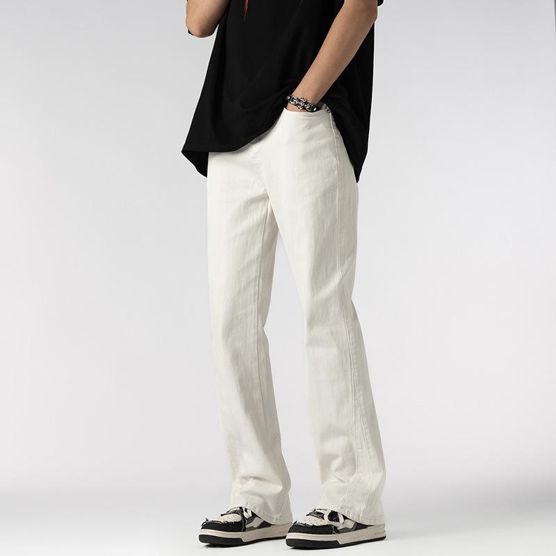 

American High Street Men s White Summer Stretch Slimming Straight Micro Flare Casual Jeans Large