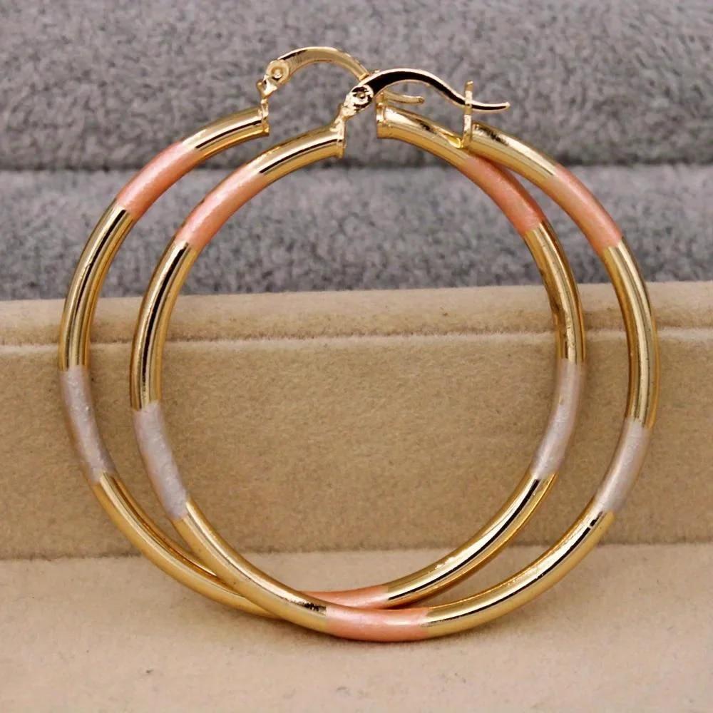 Trendy Statement Gold Copper Hoop Earrings For Women Round Gold Eardrop Luxury Jewelry Accessories for Wedding Anniversary Gift