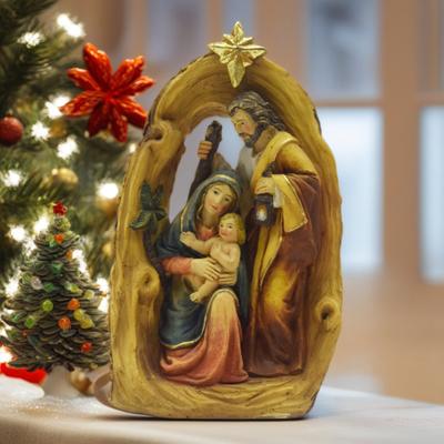 Resin Statue Nativity Scene Christmas Ornament Waterproof UV Resistant Holy Family Sculpture Party Decor