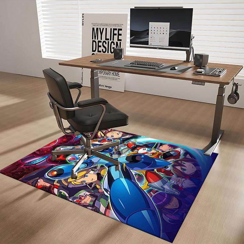 1pc Mega Man Anime Cartoon Design Office Chair Mat Non-Slip Carpet for Home Decor, Suitable for All Seasons, Ideal As a Gift.Y064