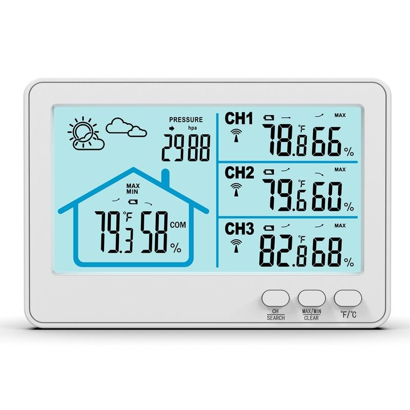 Wireless Weather Station Barometer Color LCD Screen Temperature Humidity Meter Freezing Point Reminder Rainproof Forecast Sensor
