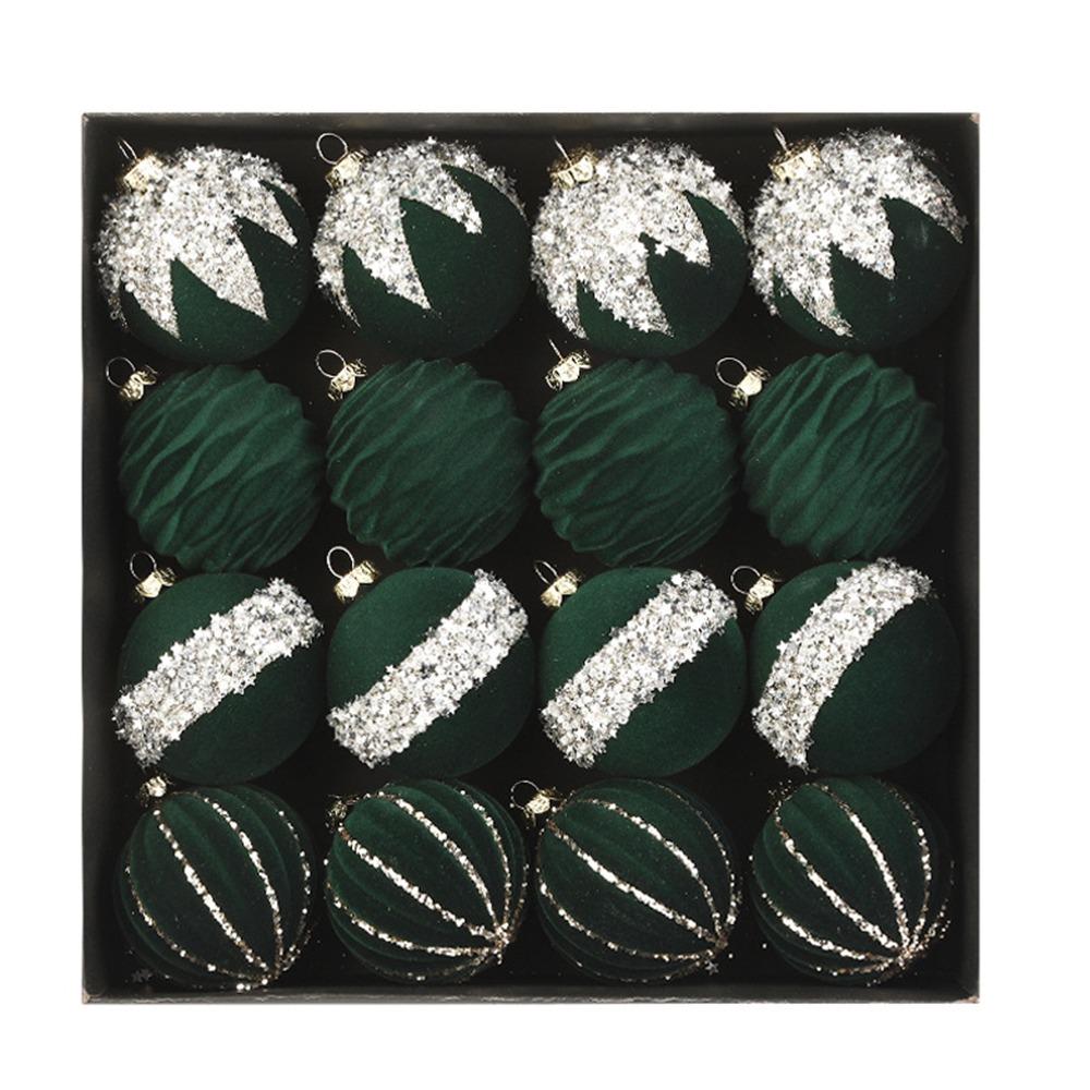 16Pcs Shiny Flocking Christmas Ball 6cm Christmas Tree Decoration  Festival Ornament